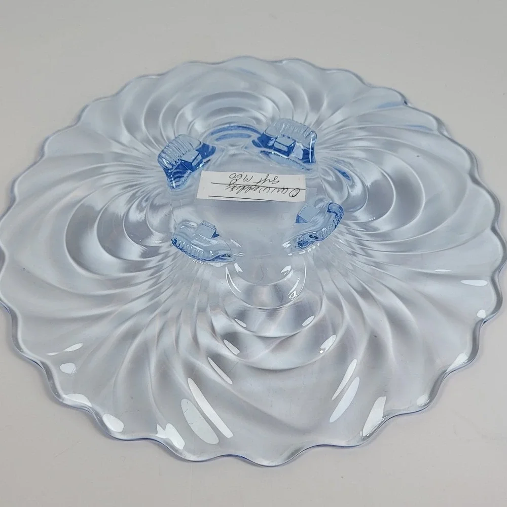 Vintage Cambridge Caprice Moonlight Blue 4-Toed Torte Plate 11.5